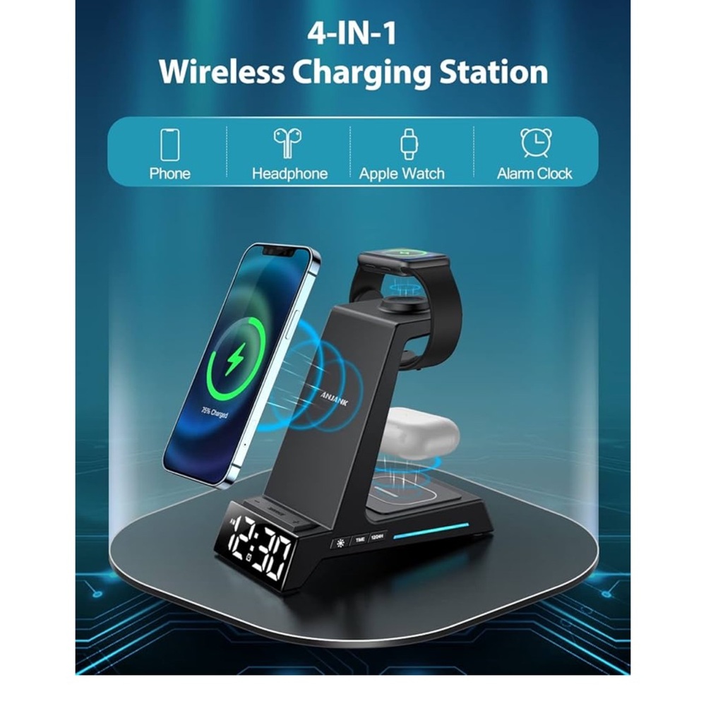 4-in-1 Wireless Charging Station with LED Display